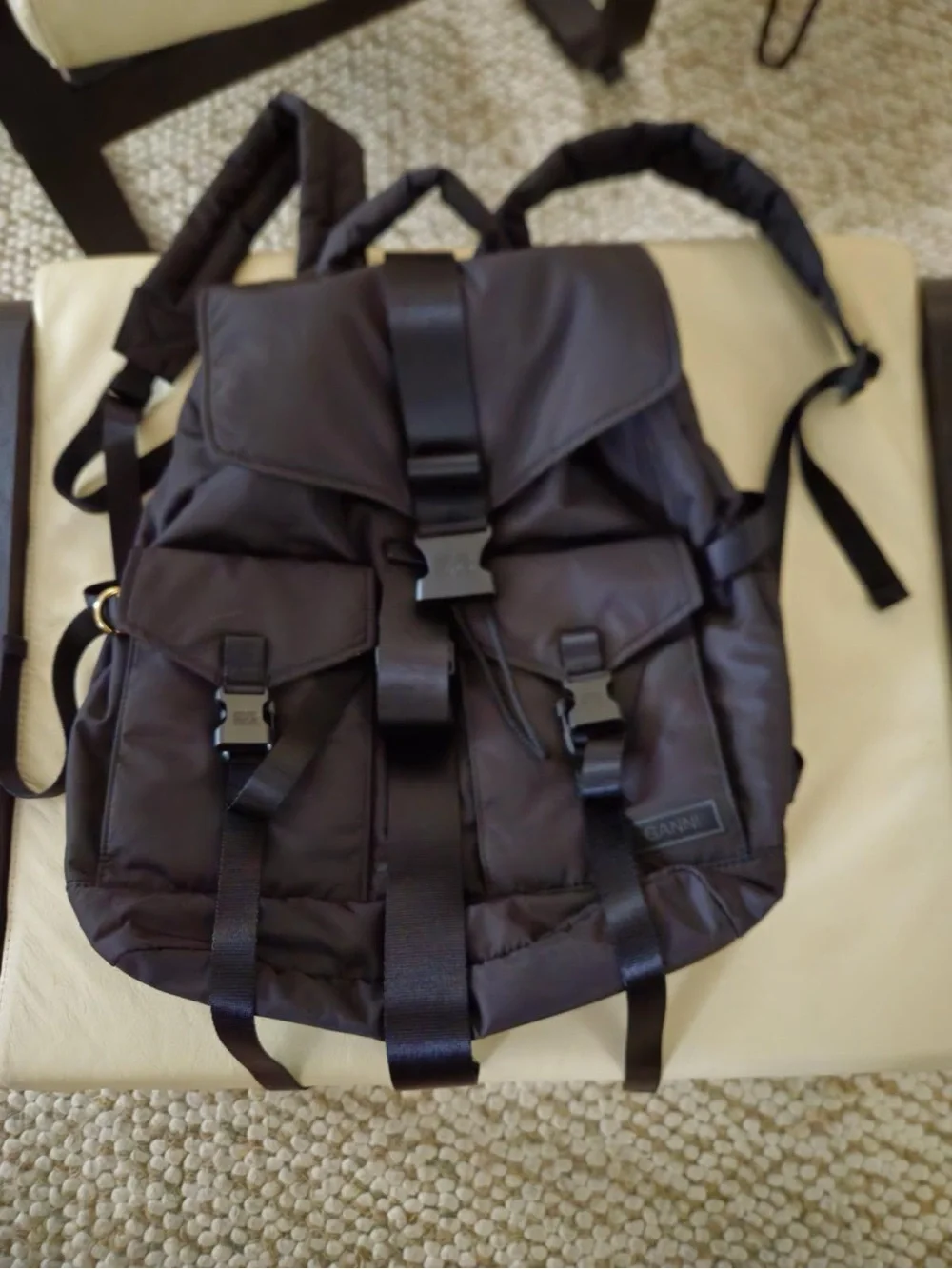 Ganni Tech Backpack with Buckle Straps. NWT